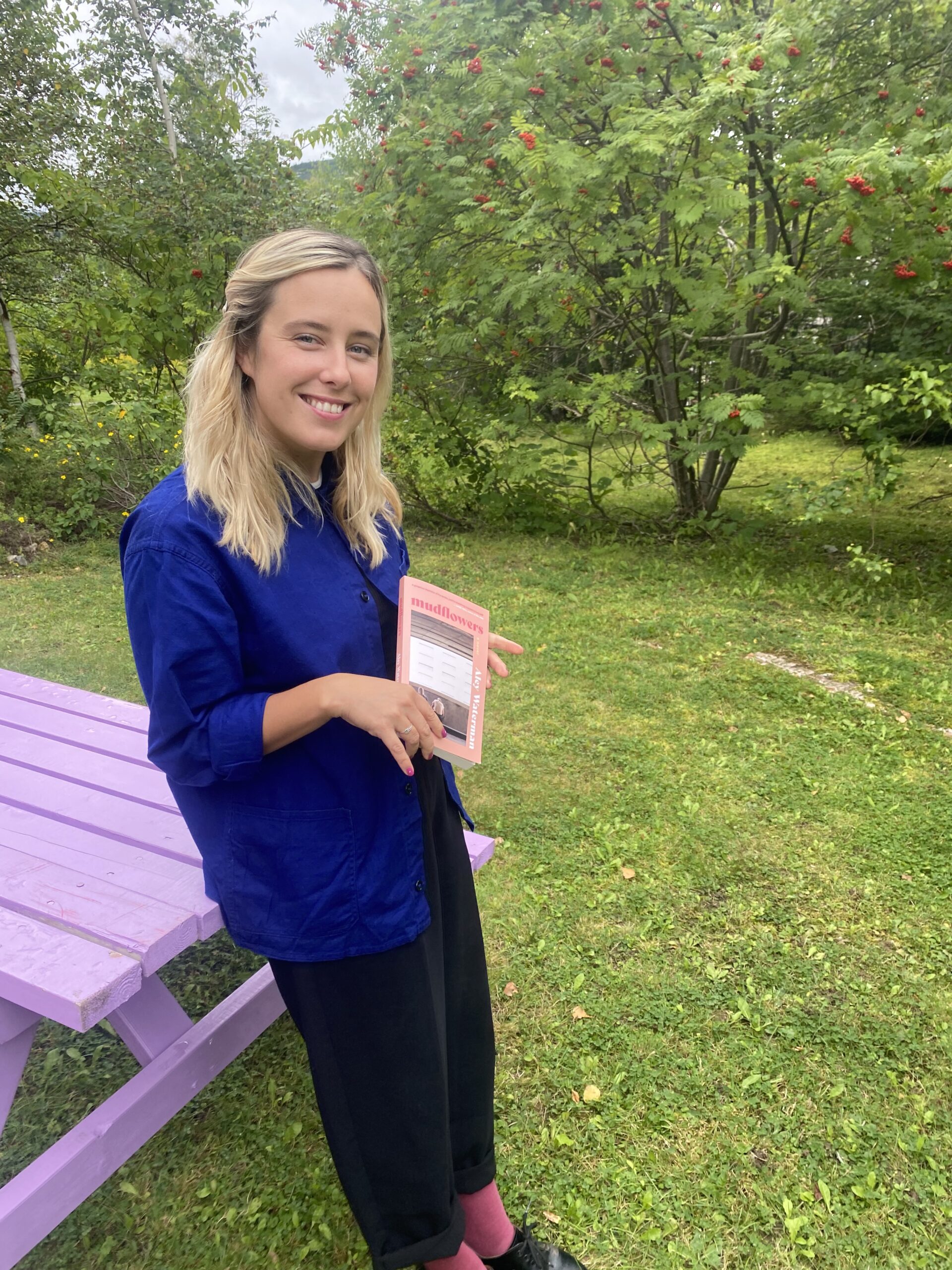Aley Waterman near the community garden at Grenfell University in Corner Brook, NL where she works.