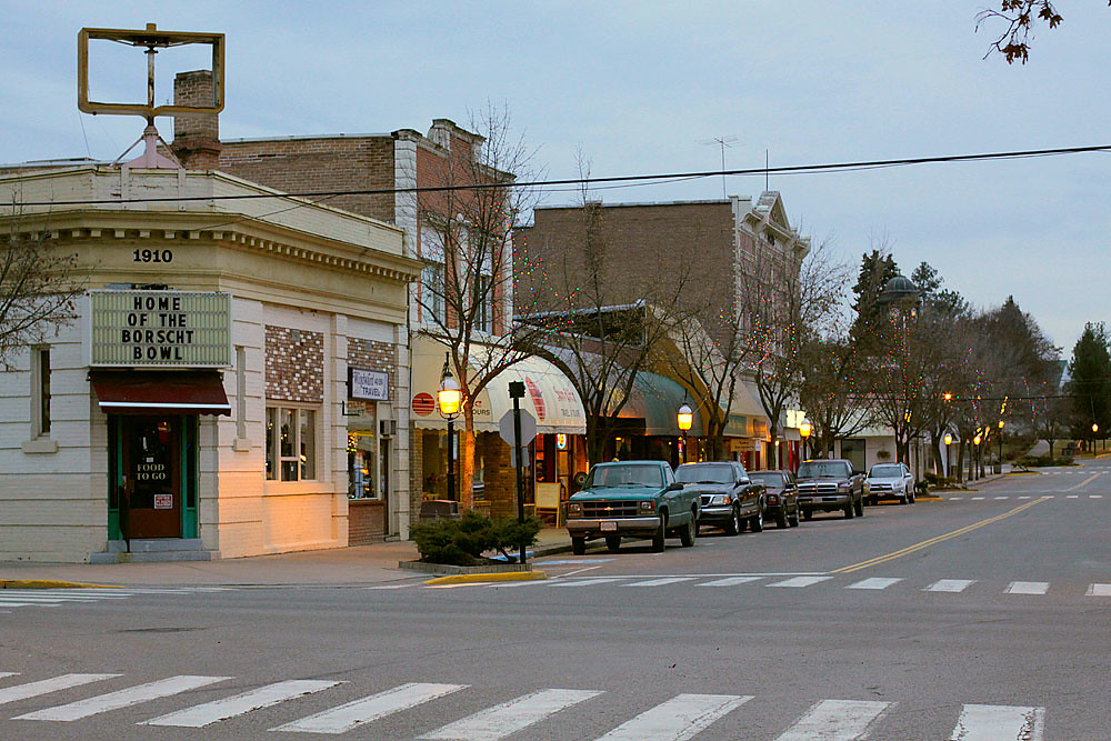 A photo of the main street of Grand Forks, BC. 