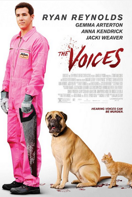 A poster for The Voices (2014).