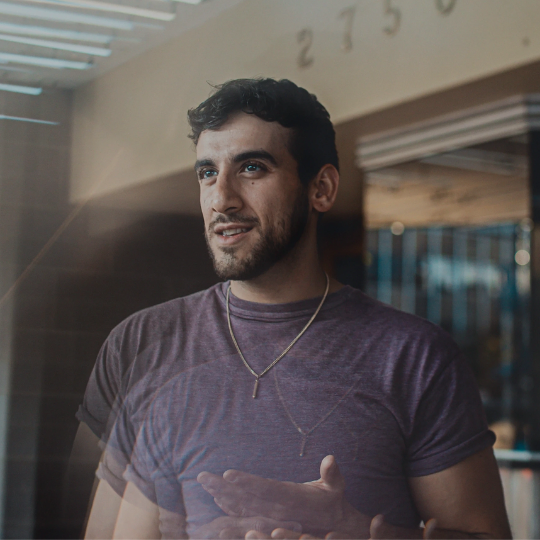 A photo of playwright Makram Ayache.