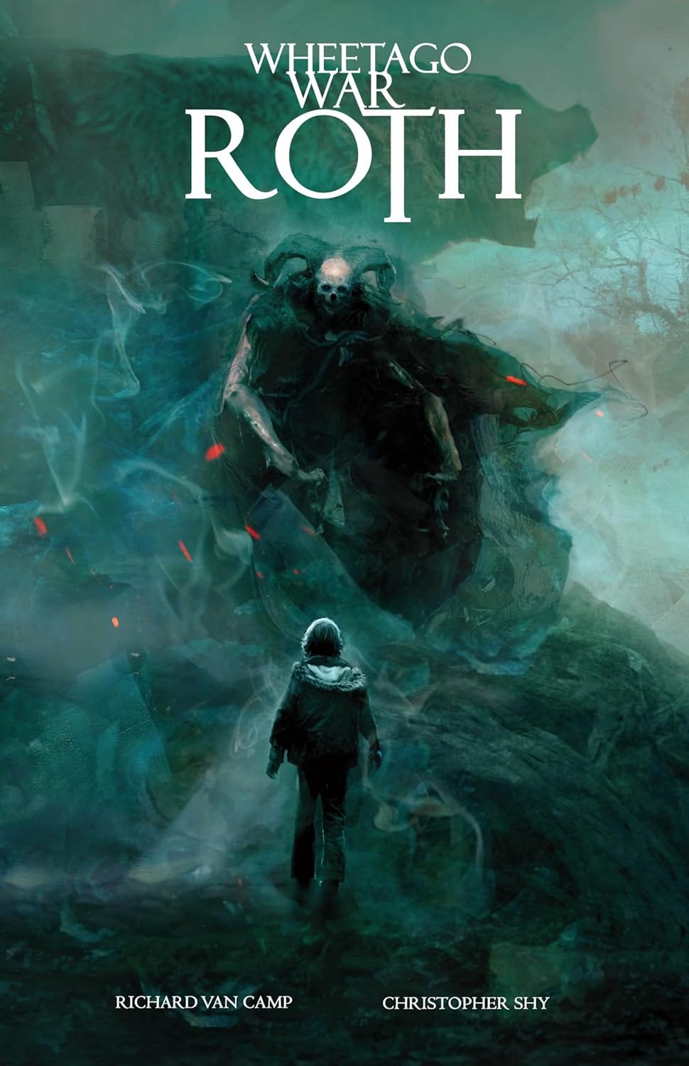 The book cover of Wheetago War Roth by Richard Van Camp, illustrated by Christopher Shy