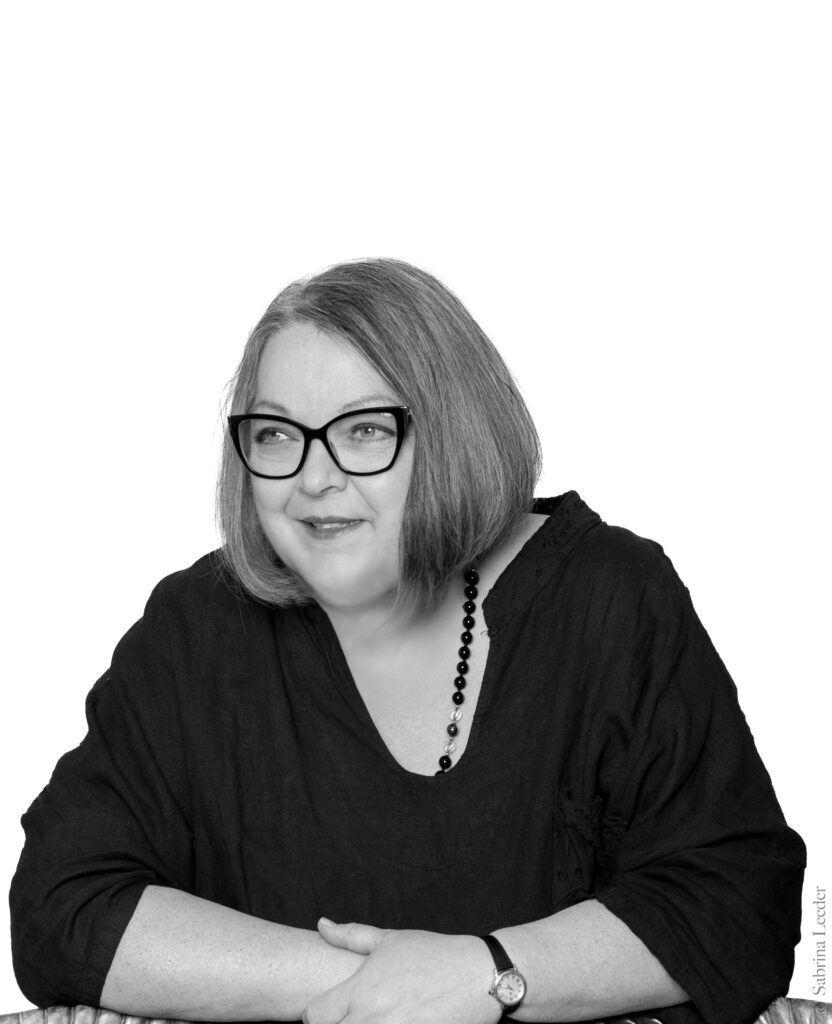 Black and white author photo .of Lucy E.M. Black.